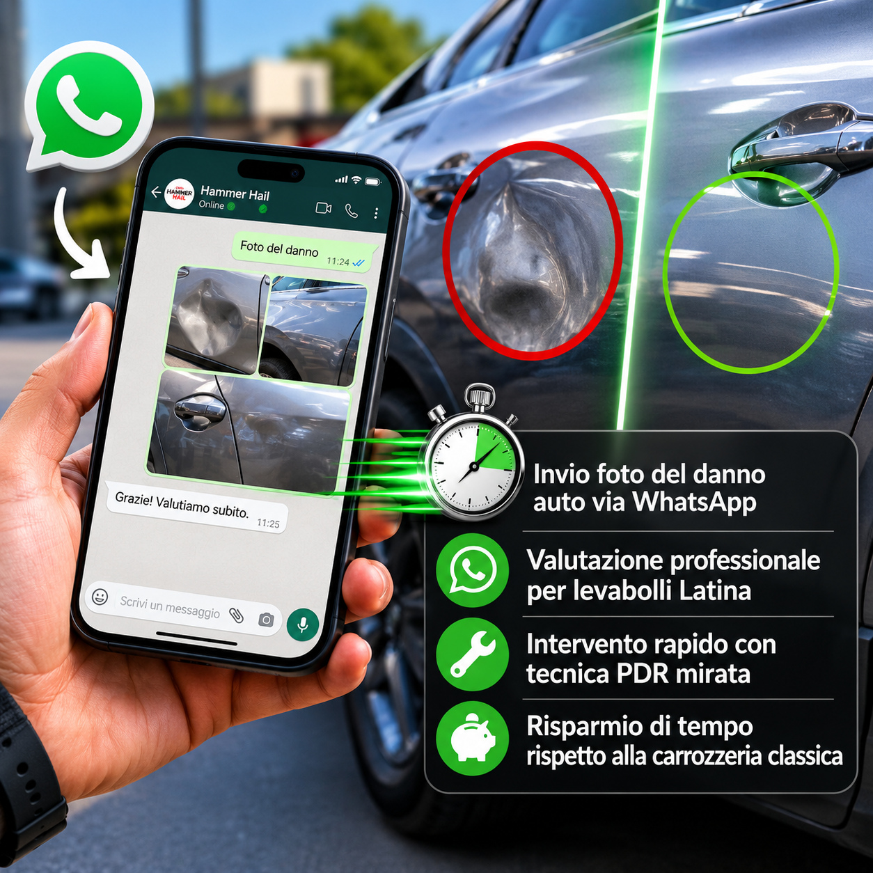levabolli Roma con tecnica PDR Hammer Hail
